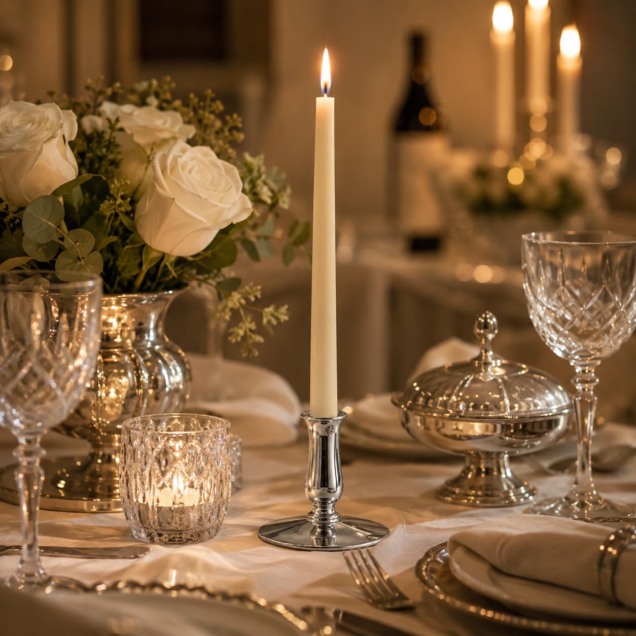 NKlaus Candle Holder Kerzenhalter Messing silber 50 mm