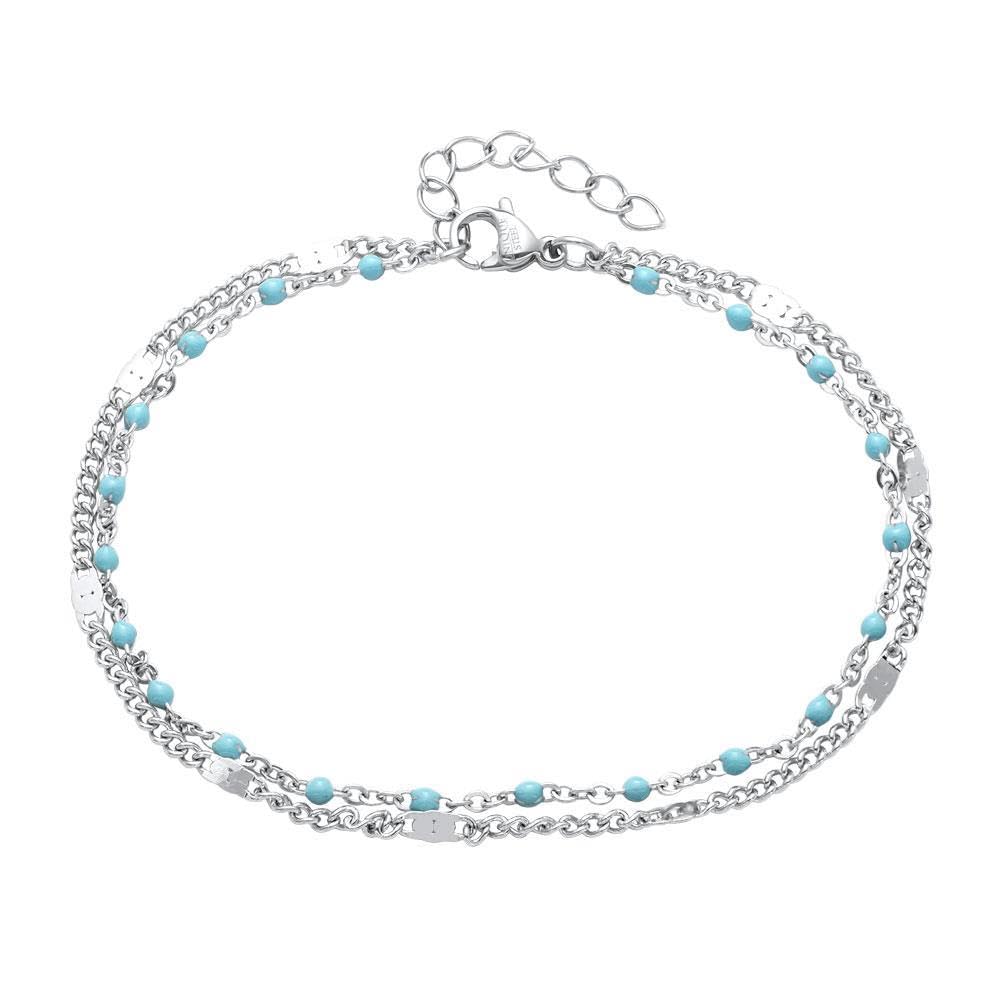 JEWLIX ID-Armbänder Zweireihiges Armband Edelstahl Silber