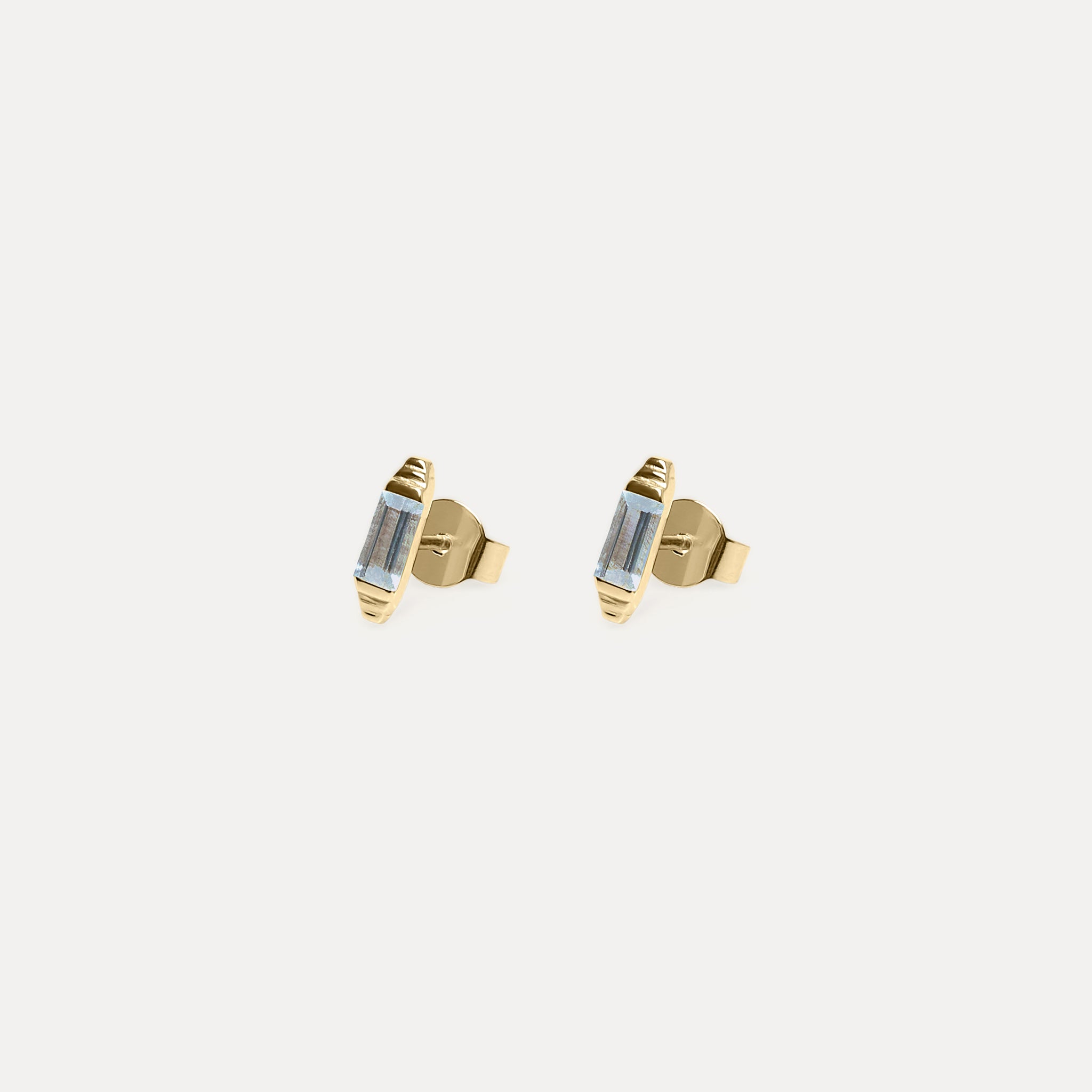 Stilnest Aquamarin Retro Ohrstecker 585 Gold Edelstein