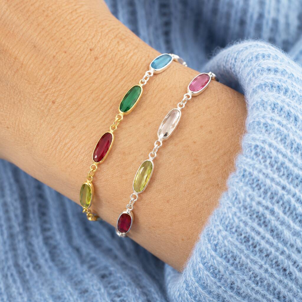 Joy by Corrine Smith Oval Link Geburtsstein Armband Gold
