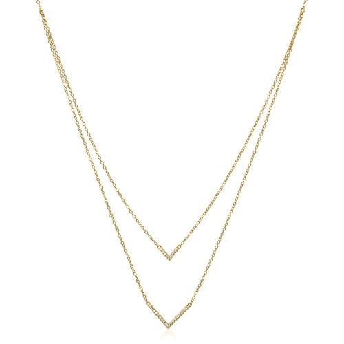 JEWLIX Kette V Halskette vergoldet 925er Silber Zirkonia