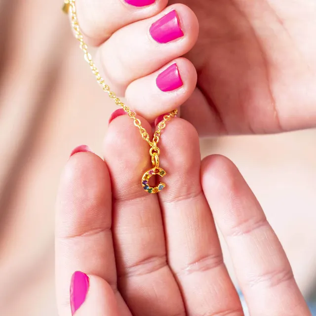 Joy Rainbow Initial Armband Gold Zirkonia Buchstabe