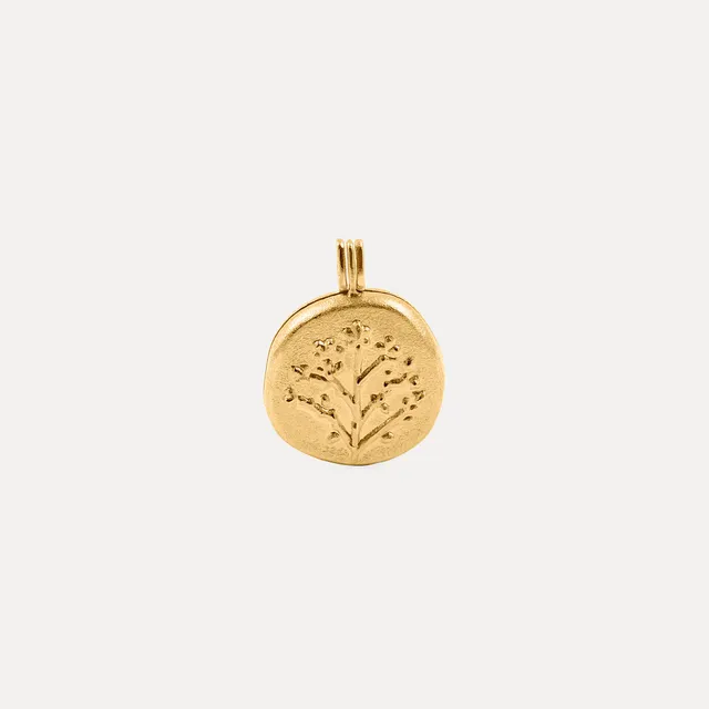 Stilnest Floral Medaillon Anhänger 24k Gold Vermeil Foto