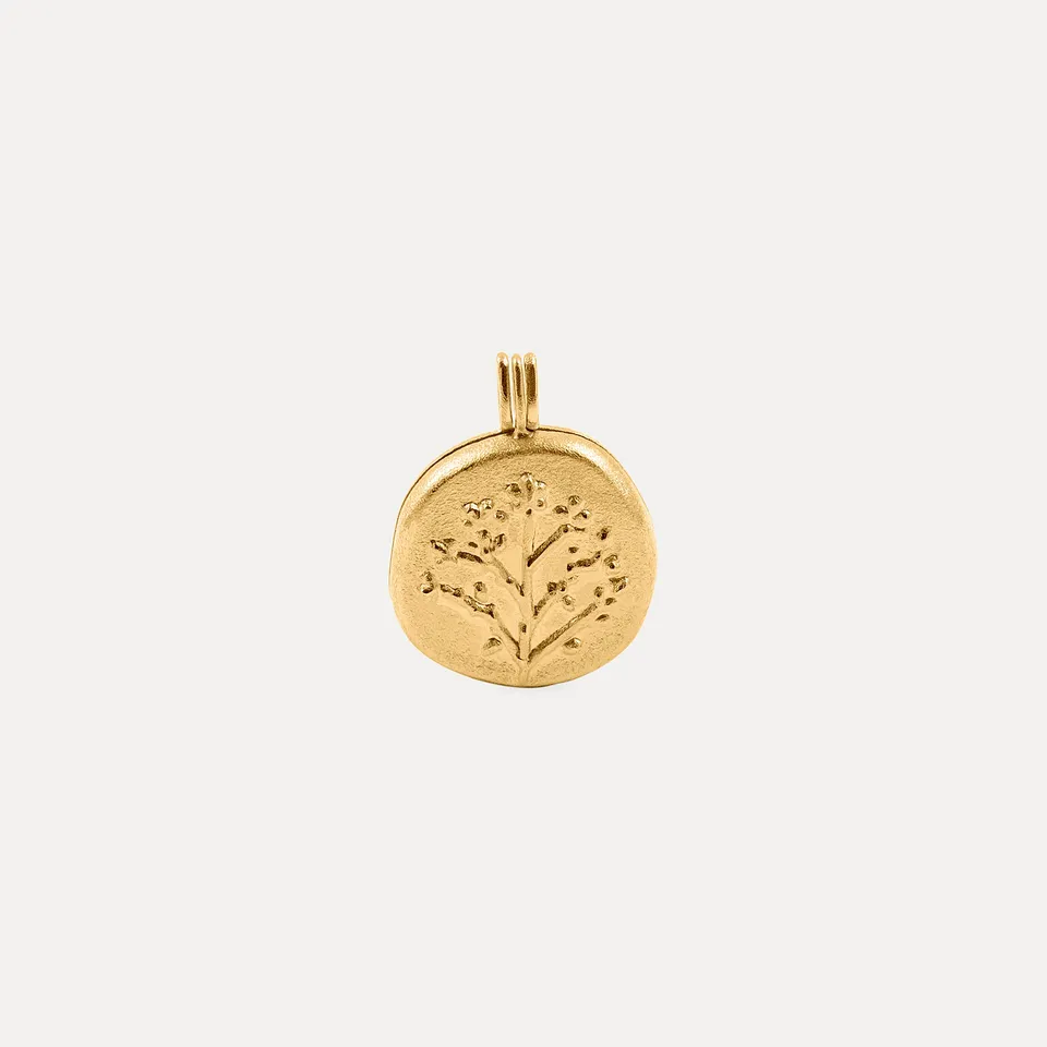 Stilnest Floral Medaillon Anhänger 24k Gold Vermeil Foto