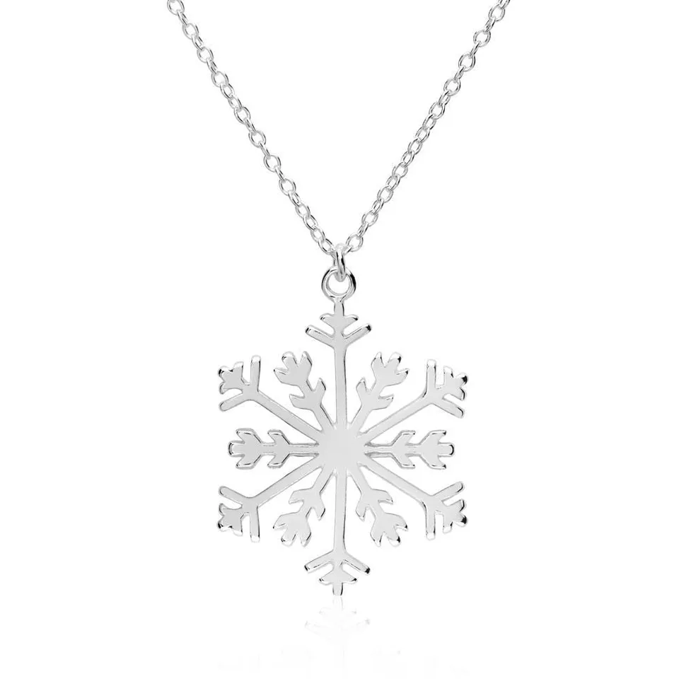 JEWLIX Ketten mit Anhänger Schneeflocke Halskette 925er Silber