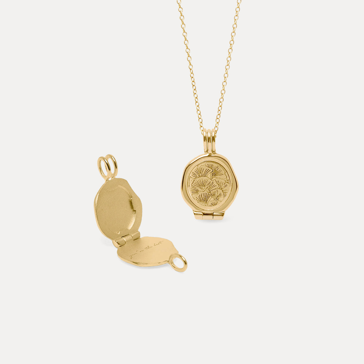 Stilnest Nouveau Flower Seal Medaillon Kette 585 Gold