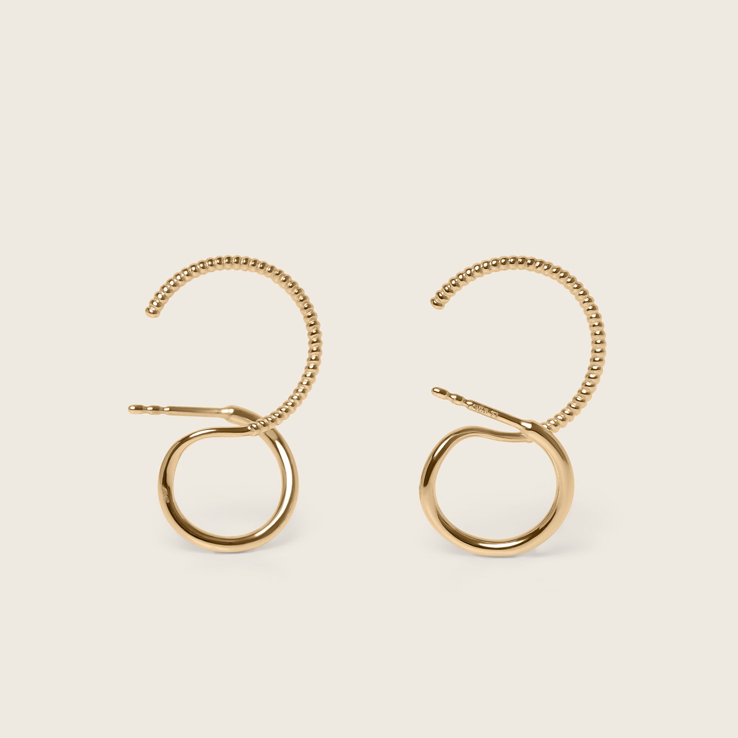 Stilnest Snake Tail Double Ear Climbers Ohrringe 585 Gold 2in1