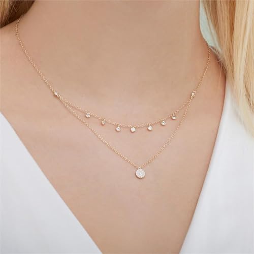 JEWLIX Ketten mit Anhänger Kette 925er Silber vergoldet Zirkonia