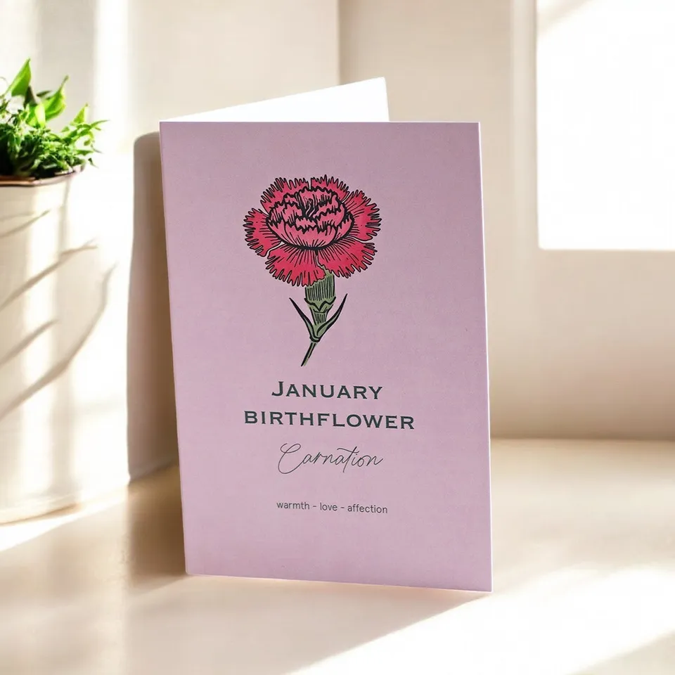 Joy by Corrine Smith January Carnation Karte A6 Nelke
