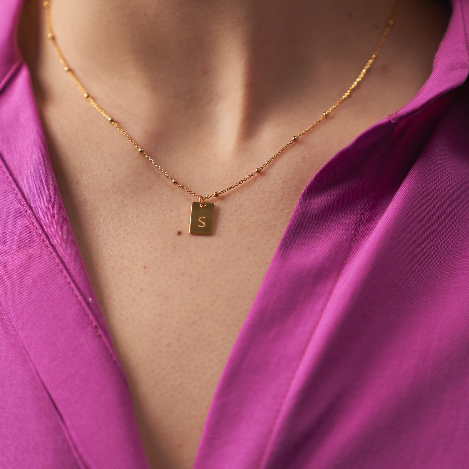 Stilnest Folio Tag Kette Gold Vermeil gravierbar 45cm