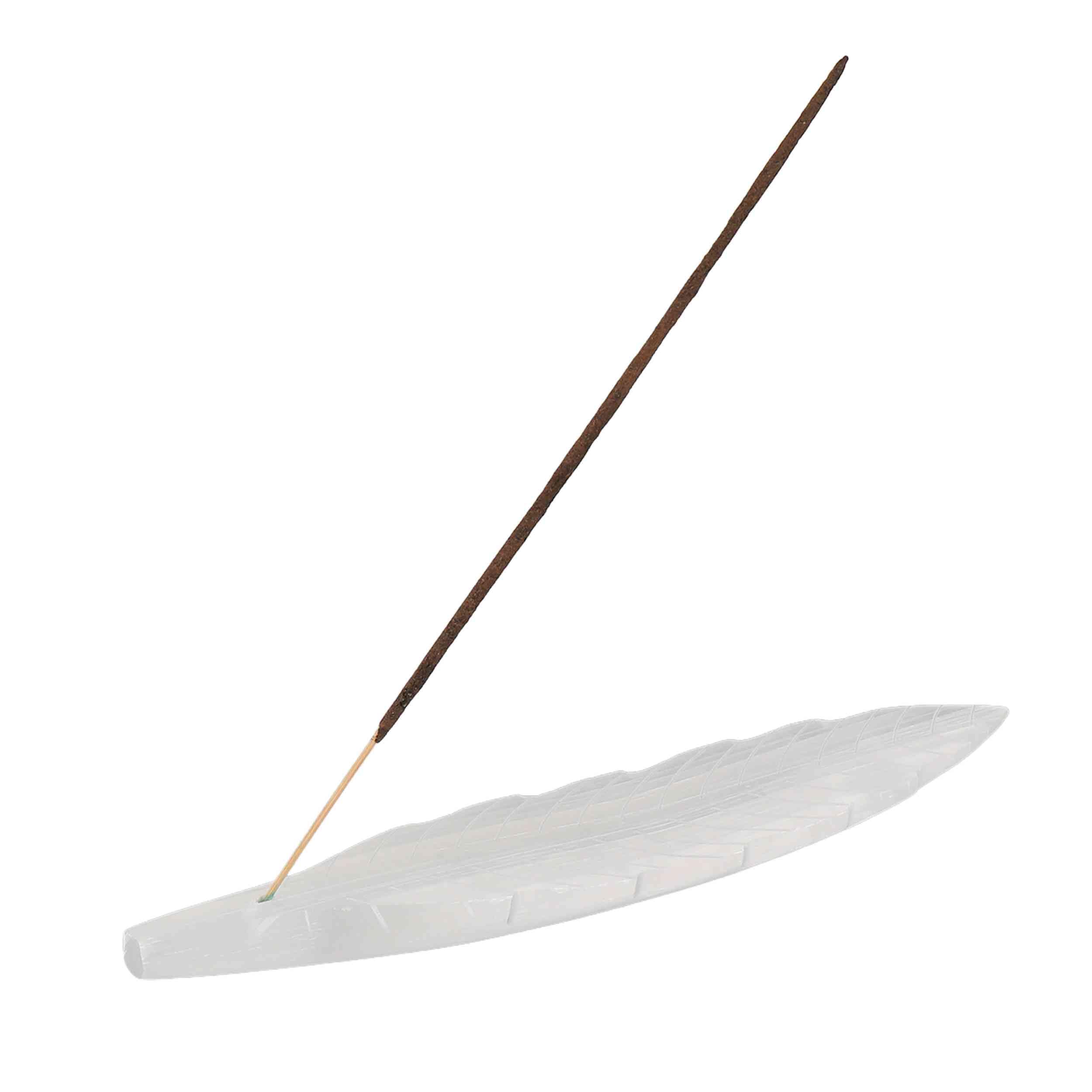 NKlaus Selenit Räucherstäbchenhalter Feder 20cm weiß