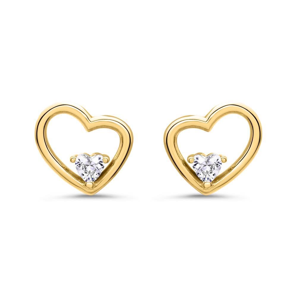 JEWLIX SE1073 Herz Ohrstecker Gold 925 Silber Zirkonia