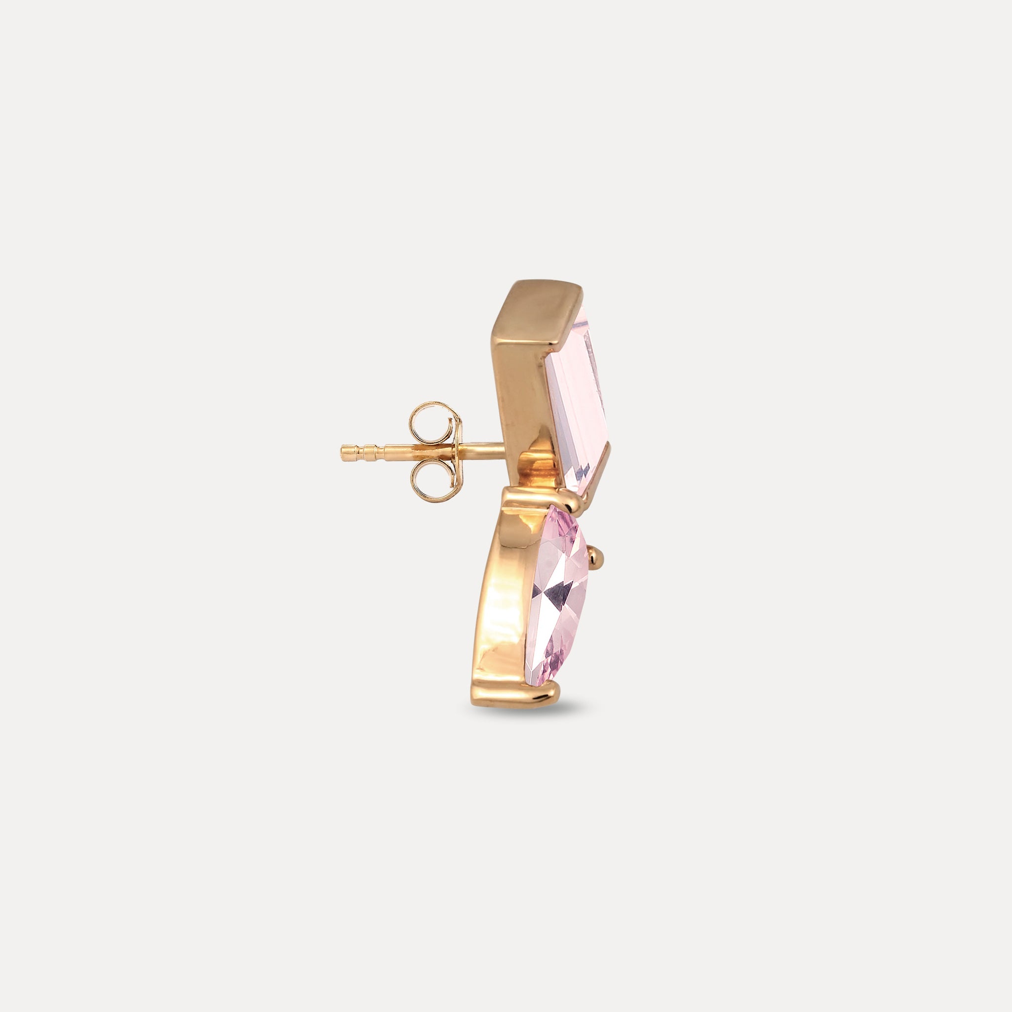 Stilnest Balance Dual Ohrstecker Rosenquarz 585 Gold