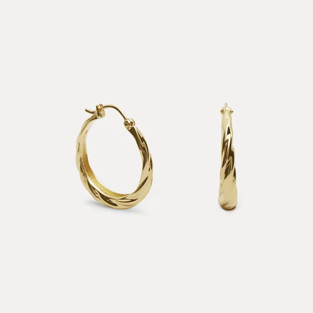 Stilnest Nest Creolen Ohrringe 585 Gold 14k Massivgold