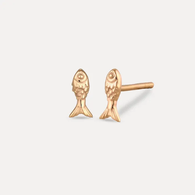 Stilnest Fish Ohrstecker Ohrringe 585 Gold texturiert