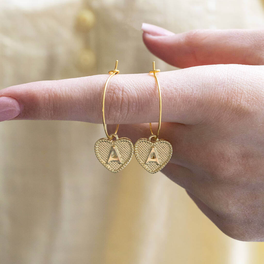 Joy by Corrine Smith Earrings Dotted Heart Hoop Gold
