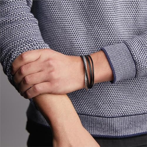 JEWLIX ID-Armband Kunstleder Edelstahl schwarz