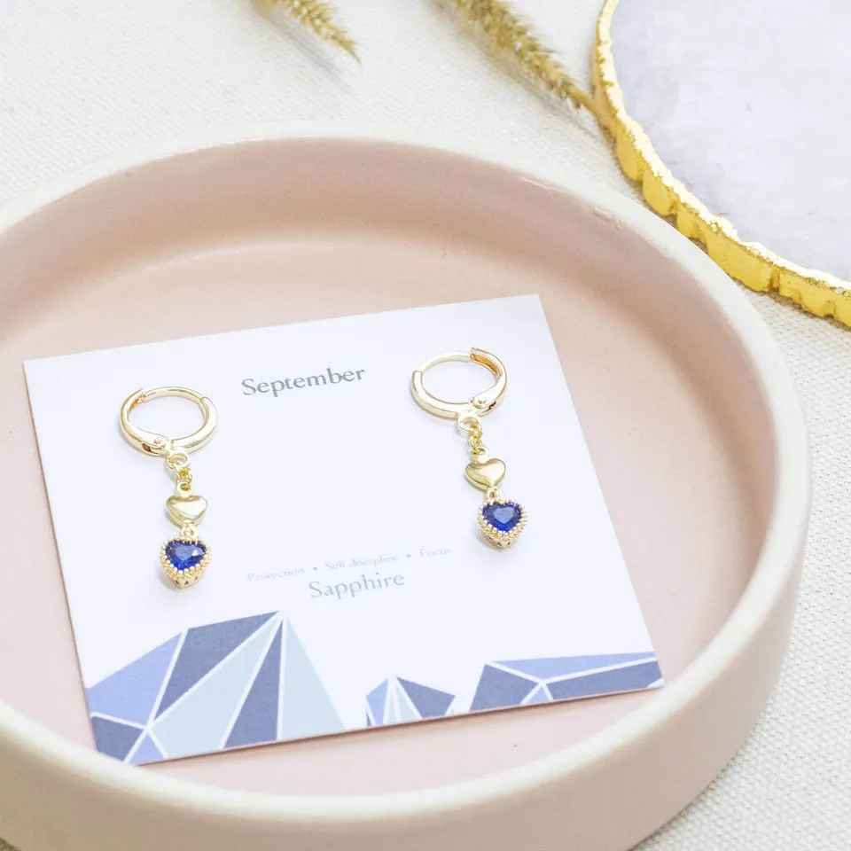 Joy by Corrine Smith Double Heart Sapphire Ohrringe Gold
