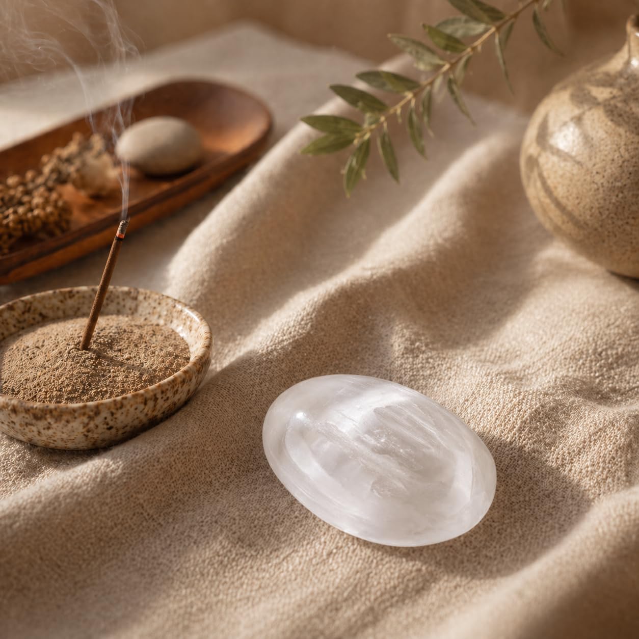 NKlaus Healing Crystals Selenit-Ei 7x5cm Handschmeichler