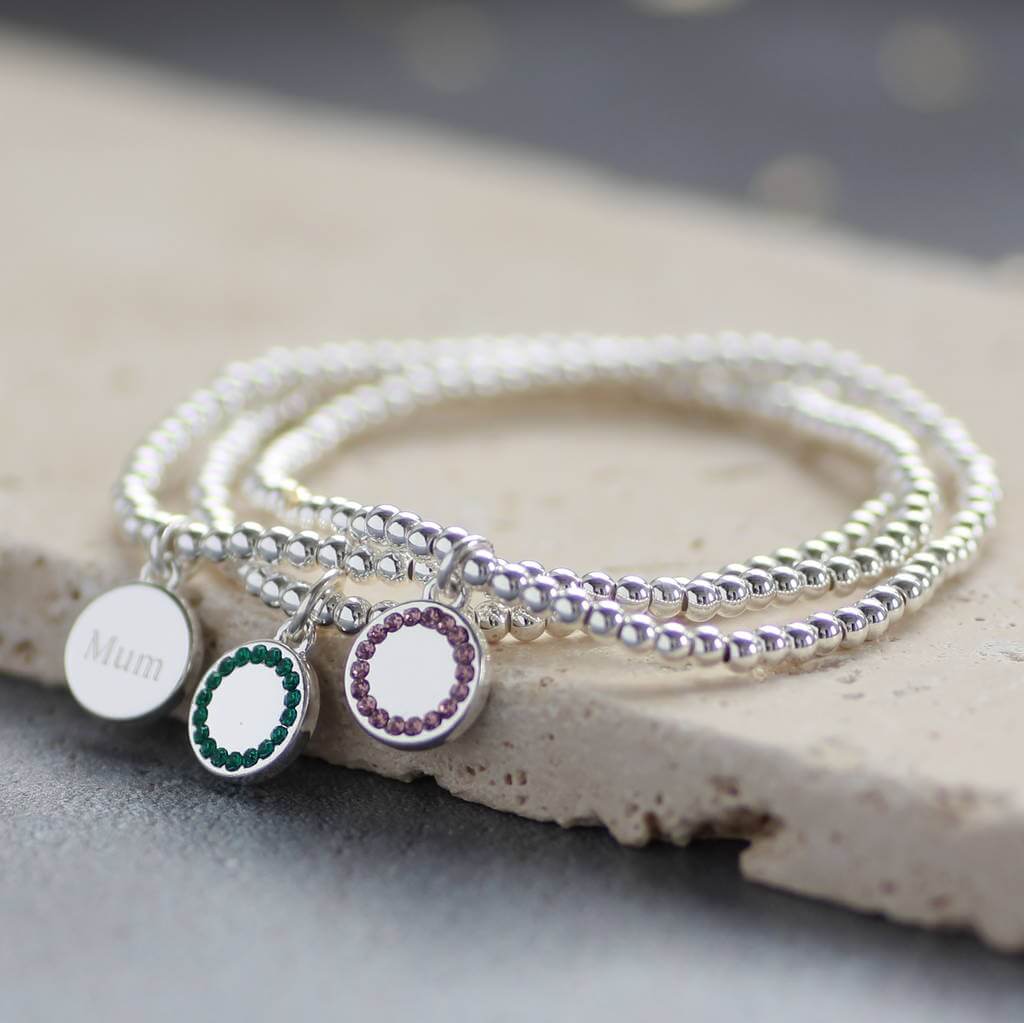 Joy by Corrine Smith Birthstone Armband Silber Stretch mit Stein