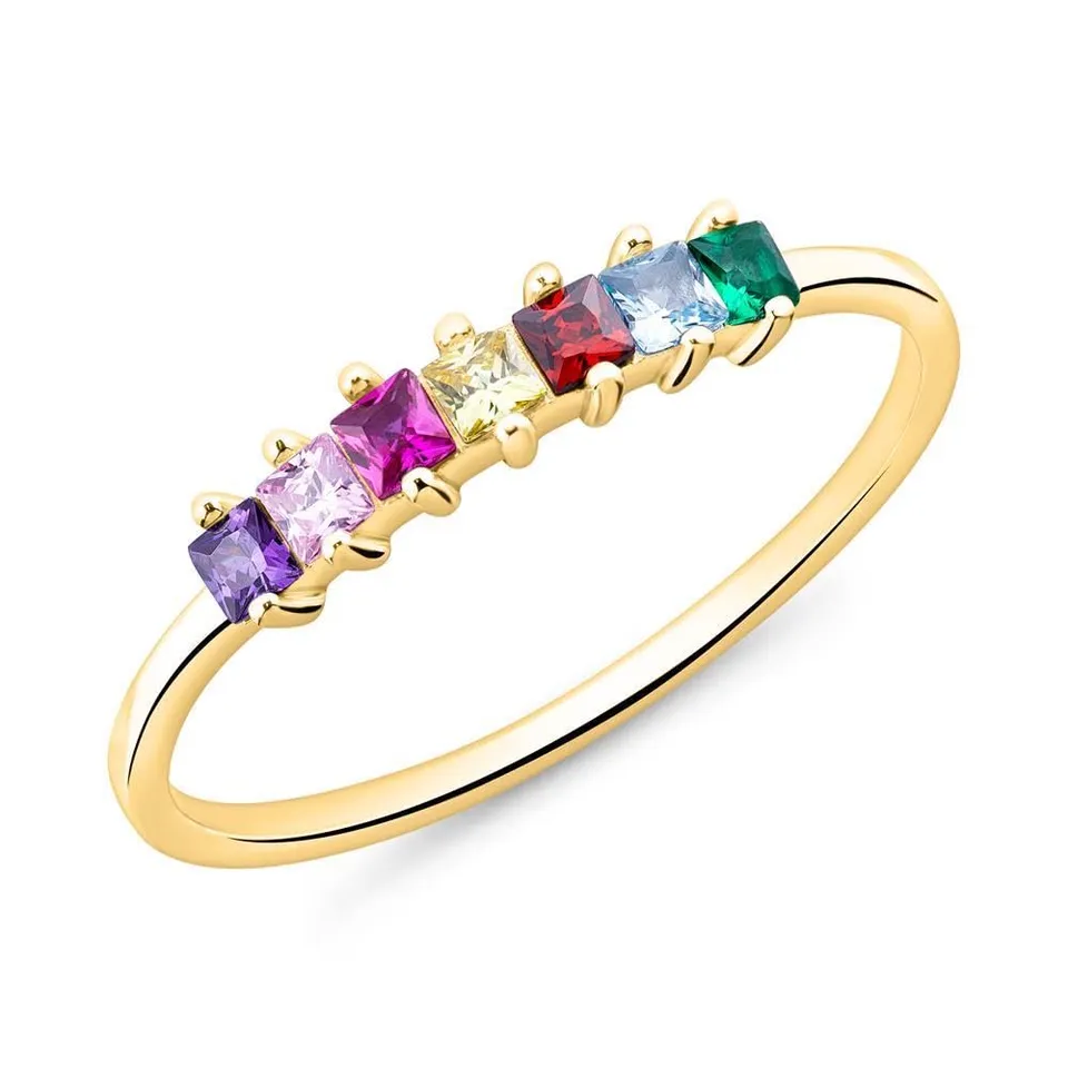JEWLIX Ring 925er Silber vergoldet Zirkonia bunt 56mm