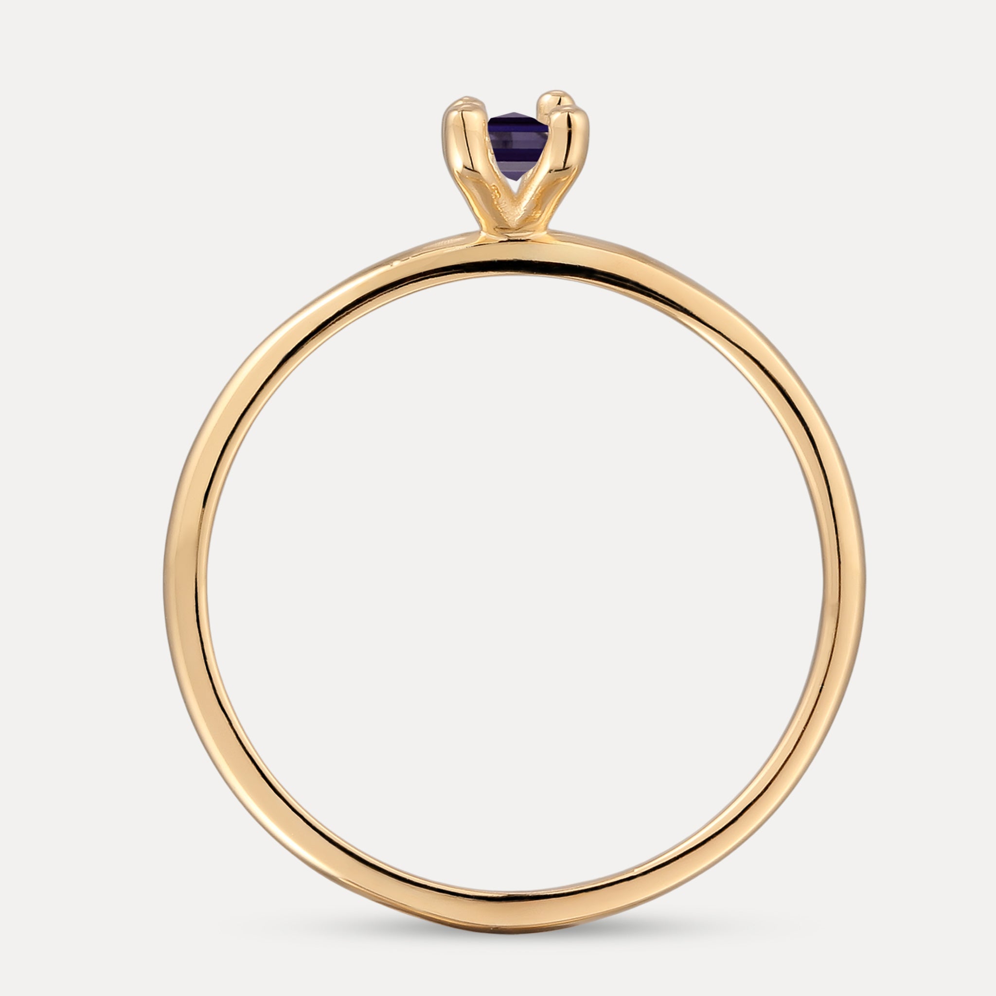 Stilnest Iolith Solitär Ring Baguette Lila Gold 52