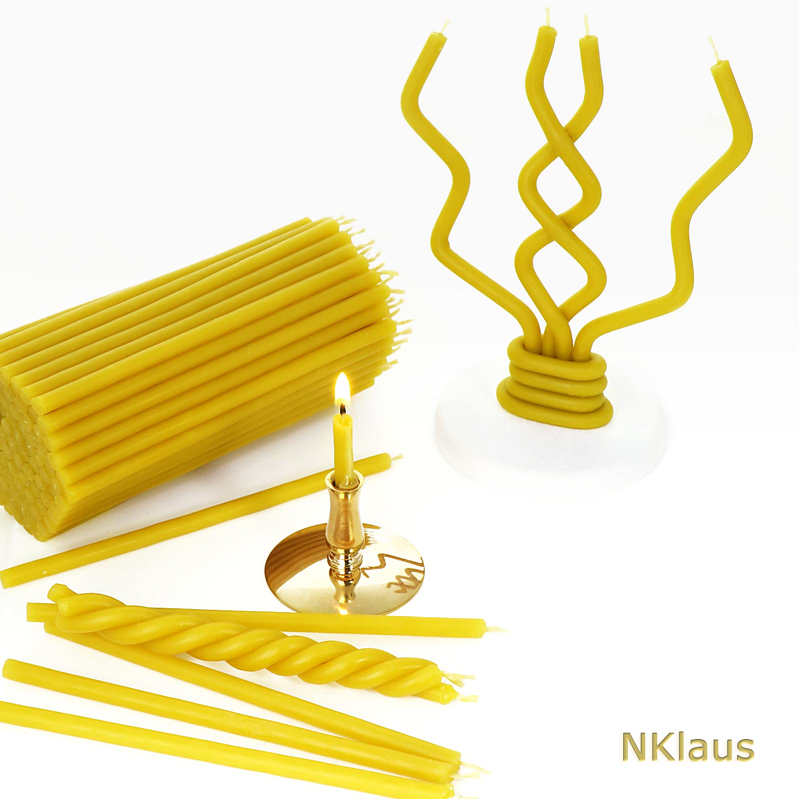 NKlaus Candles Wachskerzen gelb Altar Kerzen 12,5 cm 100 Stück