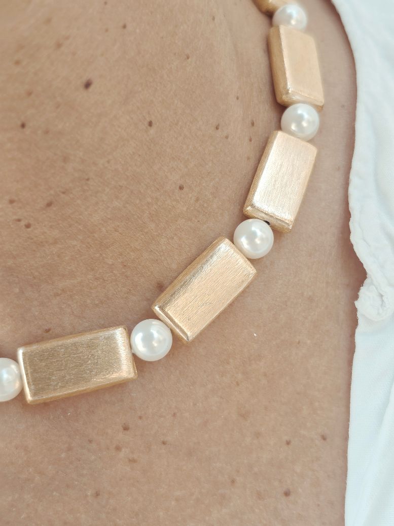 Alevá Bijoux Petra Halskette Gold Bronze Mallorca-Perlen