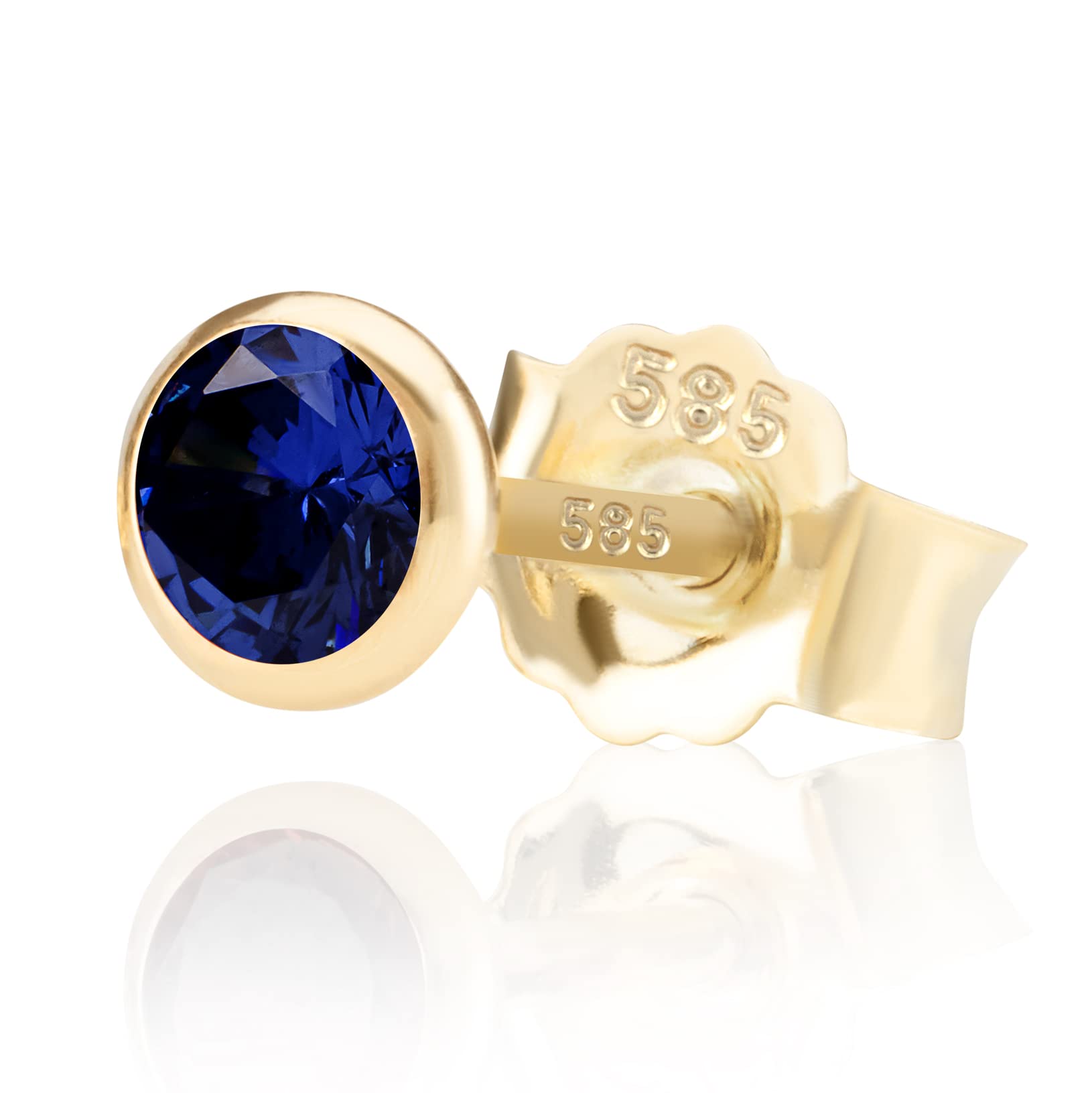 NKlaus Jewellery Zirkonia Ohrstecker 585 Gold Schwarz 5mm