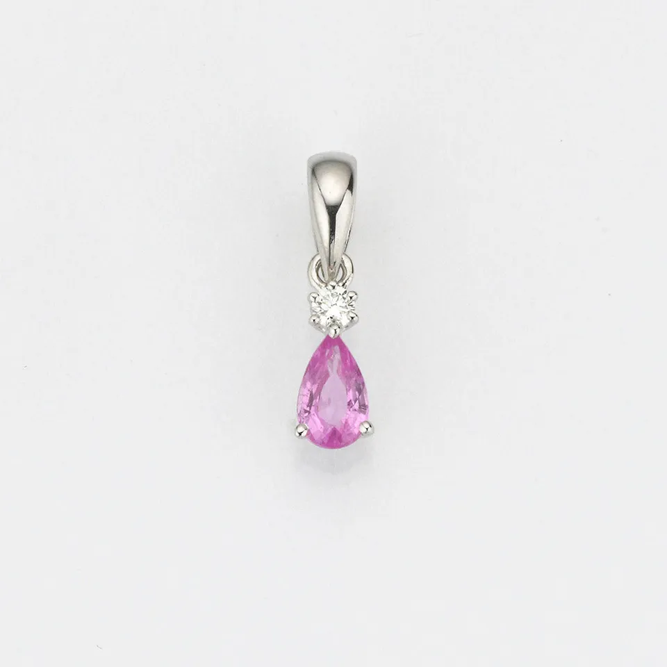 Eugen Rühle Anhänger Brillant 0,025ct Rosasafir 590 Weißgold