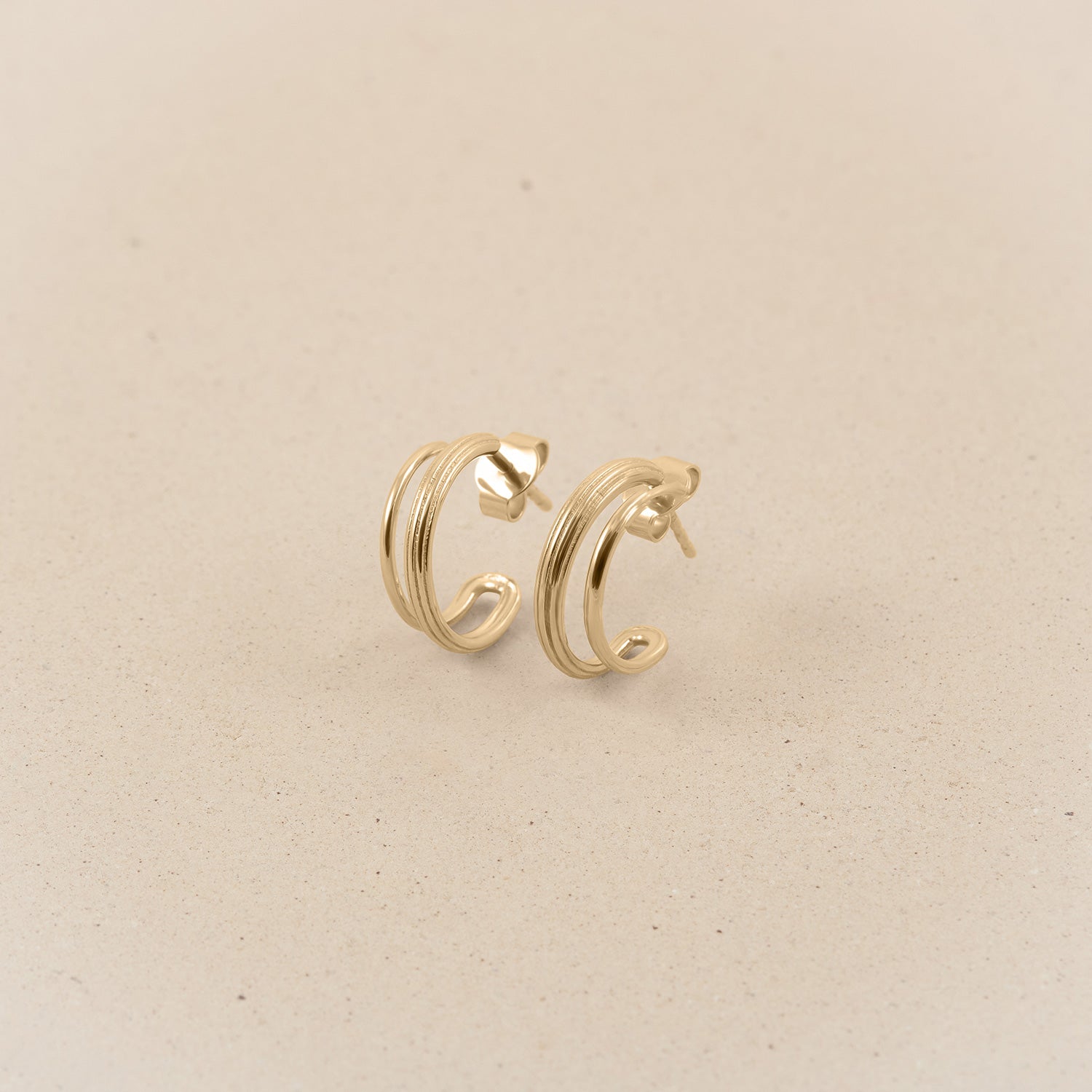 Stilnest Mini Duo Creolen 585 Gold 14k Massivgold
