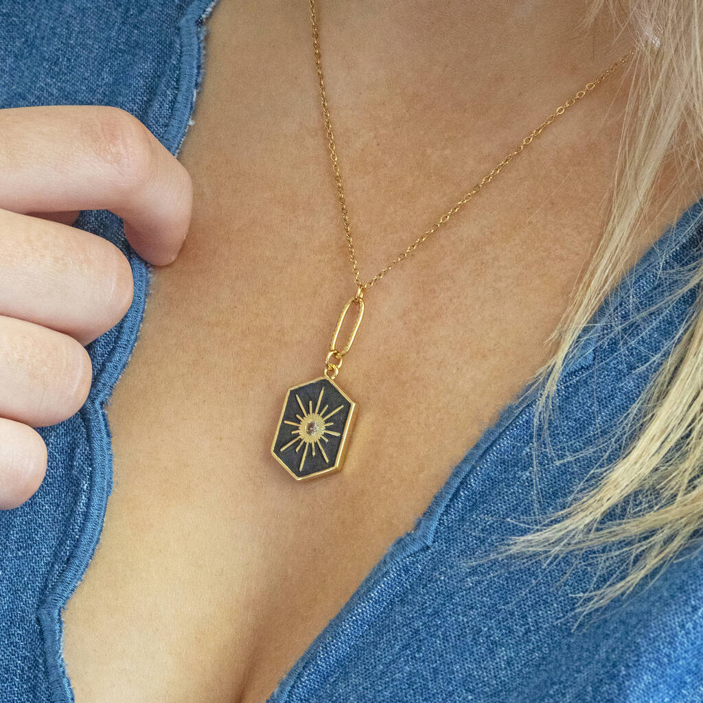 Joy by Corrine Smith Hexagon Star Halskette Gold Emaille