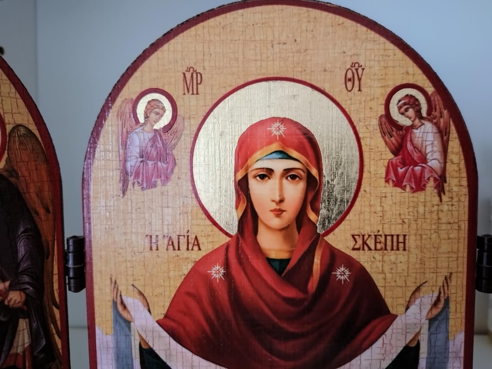 NKlaus Religious Icons Diptychon Herzen Jesu Mariä Holz