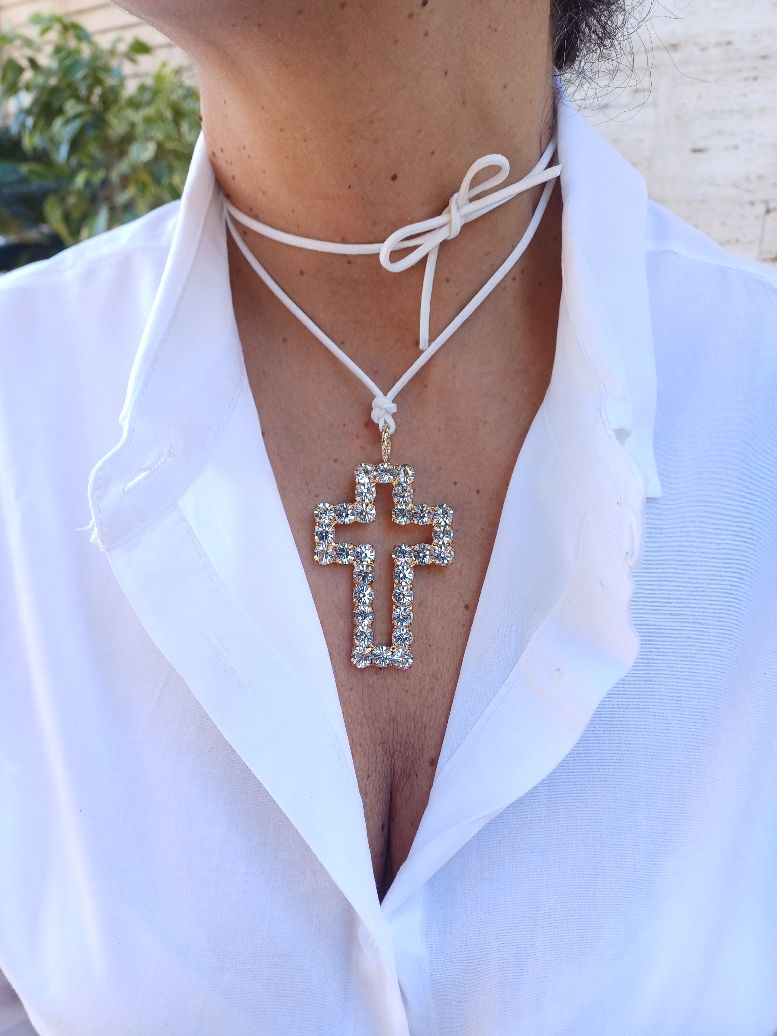 Alevá Bijoux Croci Alba Kreuz Anhänger Gold 6,2 cm