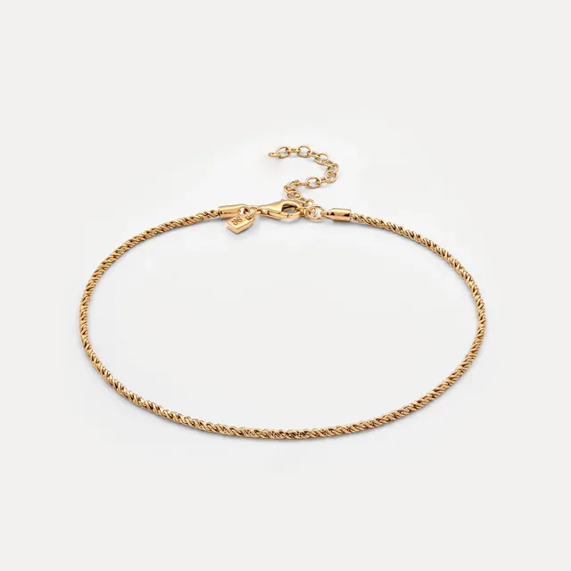 Stilnest Spiral Chain Fußkette Gold Vermeil verstellbar