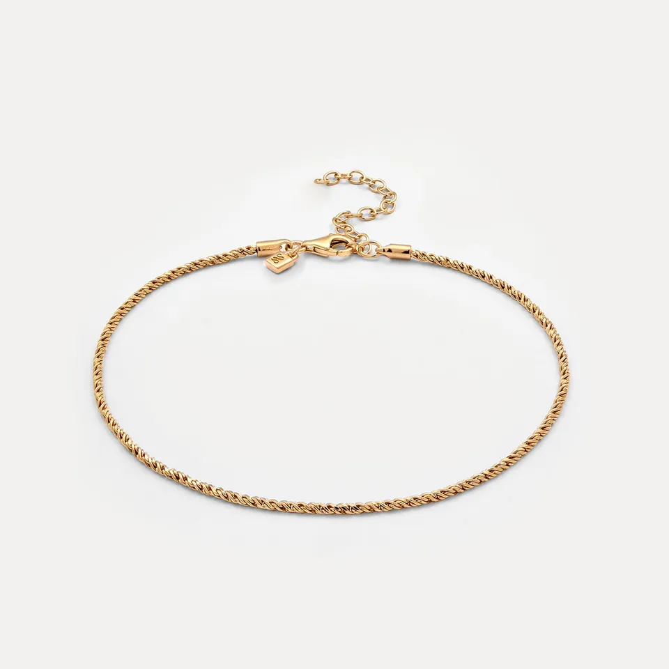 Stilnest Spiral Chain Fußkette Gold Vermeil verstellbar