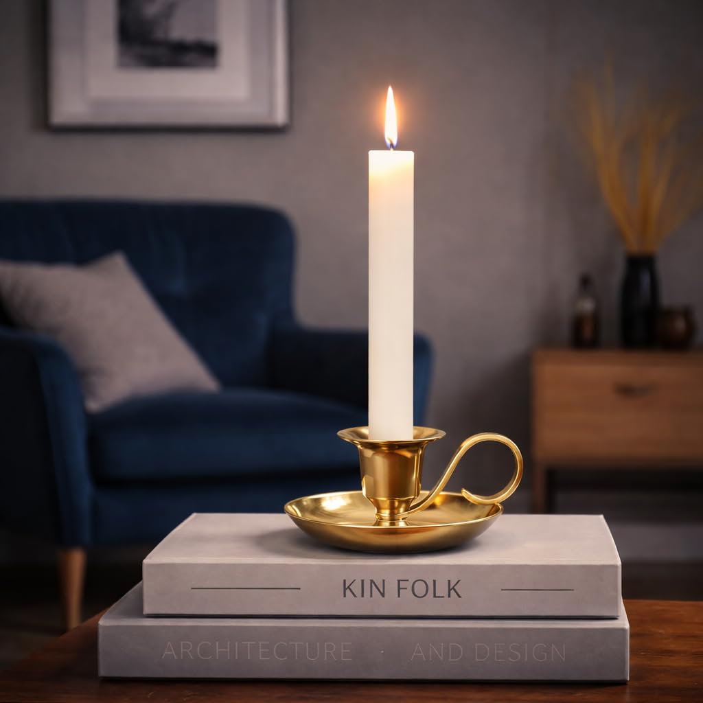 NKlaus Candle Holder Handleuchter Gold Messing 5cm