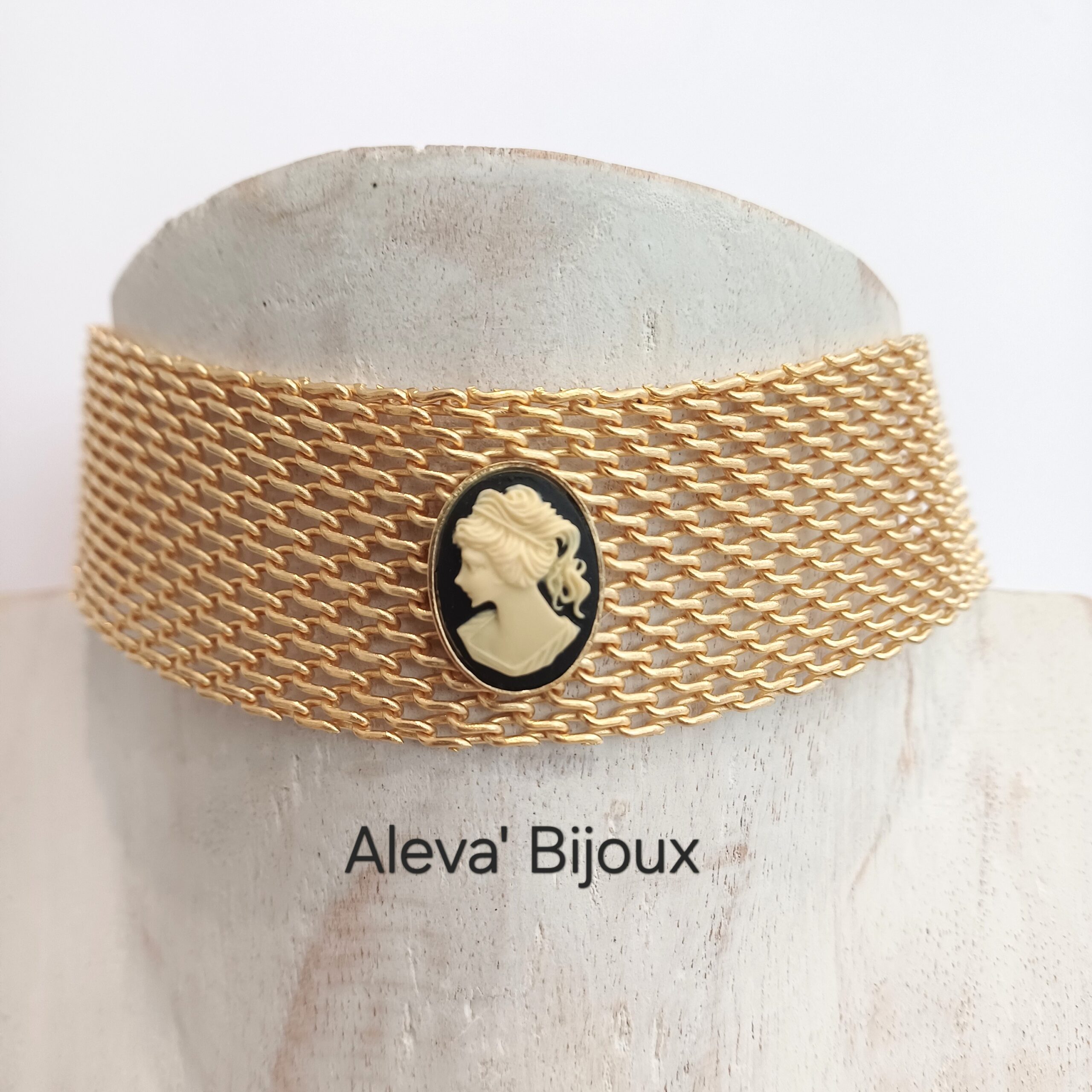 Alevá Bijoux Milano Cammeo Nero Halskette Gold 30-37 cm