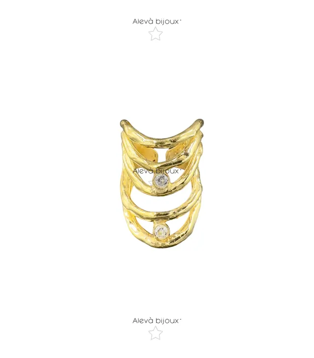 Alevá Bijoux Anelli Wave 5 Onde Ring Gold Zirkonia