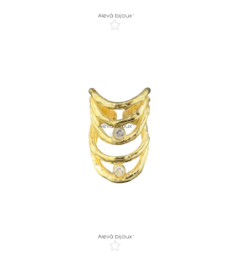 Alevá Bijoux Anelli Wave 5 Onde Ring Gold Zirkonia