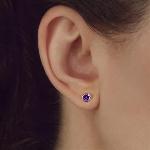 NKlaus JEWELLERY Ohrstecker Gelbgold Amethyst 5mm