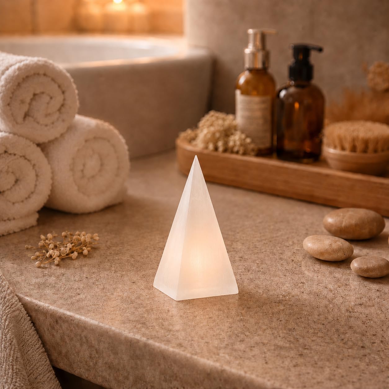 NKlaus Healing Crystals Selenit Pyramide 9 cm Energiestein