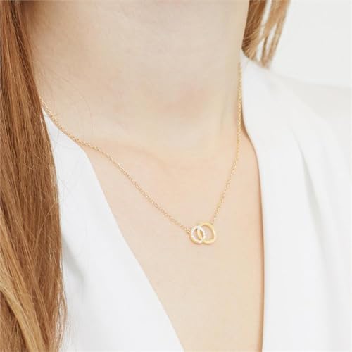 JEWLIX Ketten mit Anhänger Kreise Halskette Gold Zirkonia