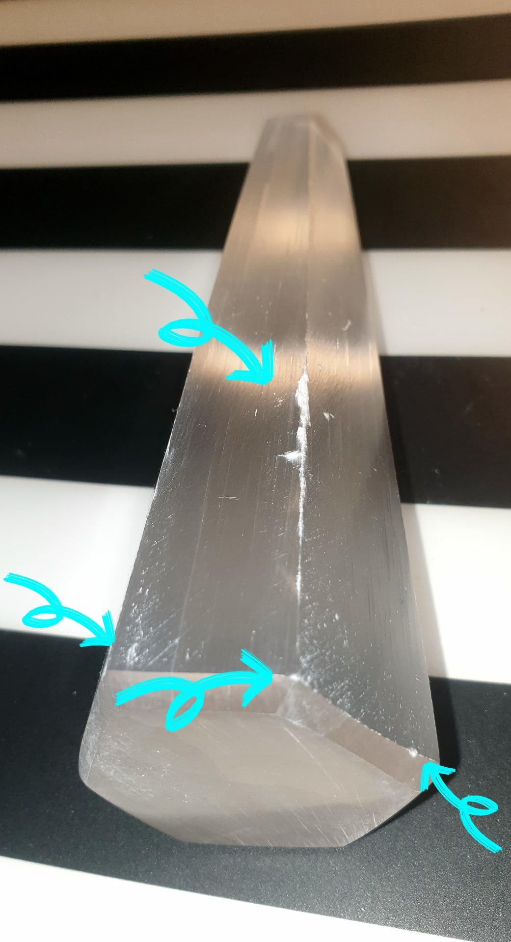 NKlaus Healing Crystals Selenit Obelisk Turm 14 cm Heilstein sechseckig