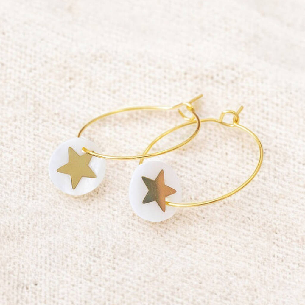 Joy by Corrine Smith Earrings Creolen Ohrringe Perlmutt Stern Gold