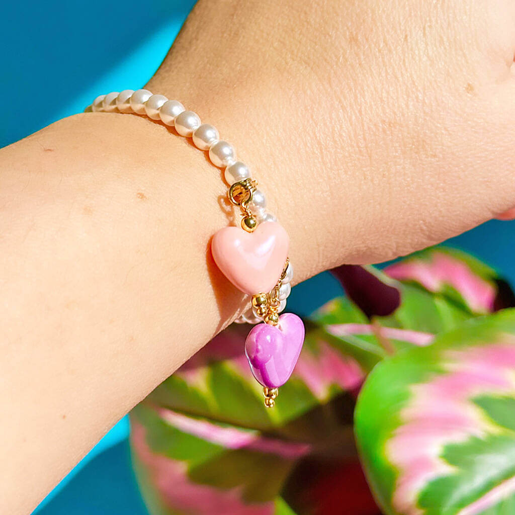 Joy by Corrine Smith Perlenarmband Herz Charm Gold Einheitsgröße