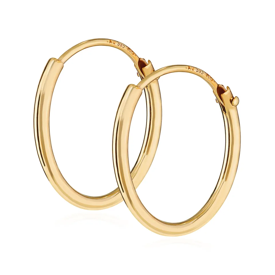 NKlaus Creolen 585 Gold Ohrringe Paar Herren 15 mm