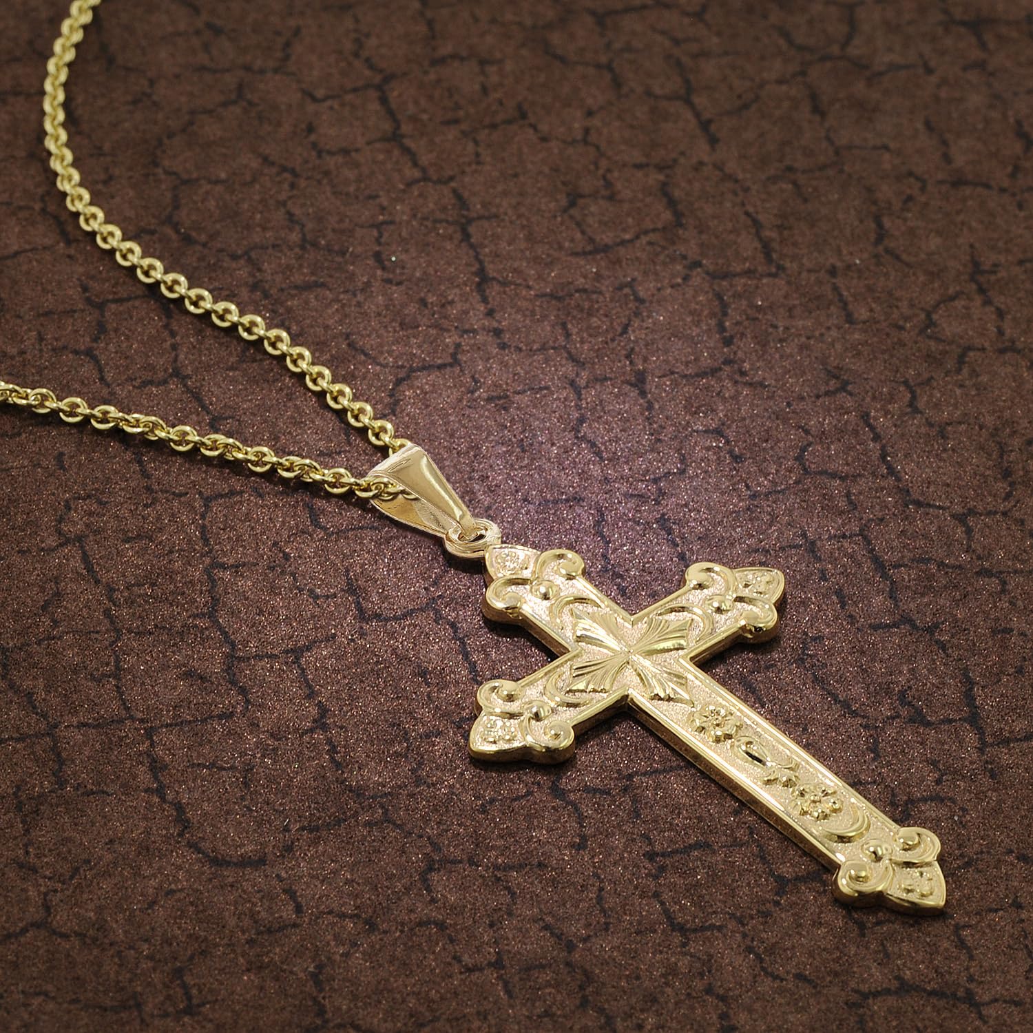 trendor 39044 Herren-Halskette orthodoxes Kreuz Gold Silber 60 cm