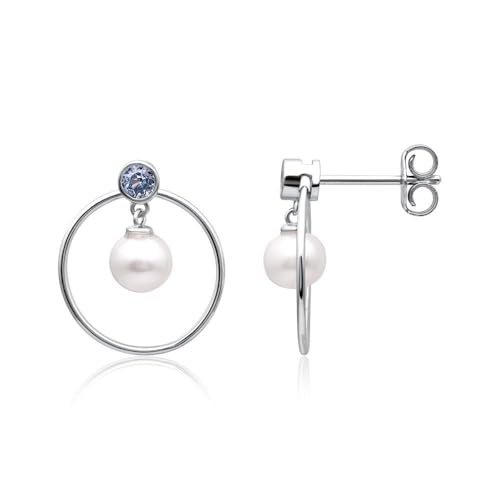 JEWLIX Ohrstecker Silber 925 Kreis Perle