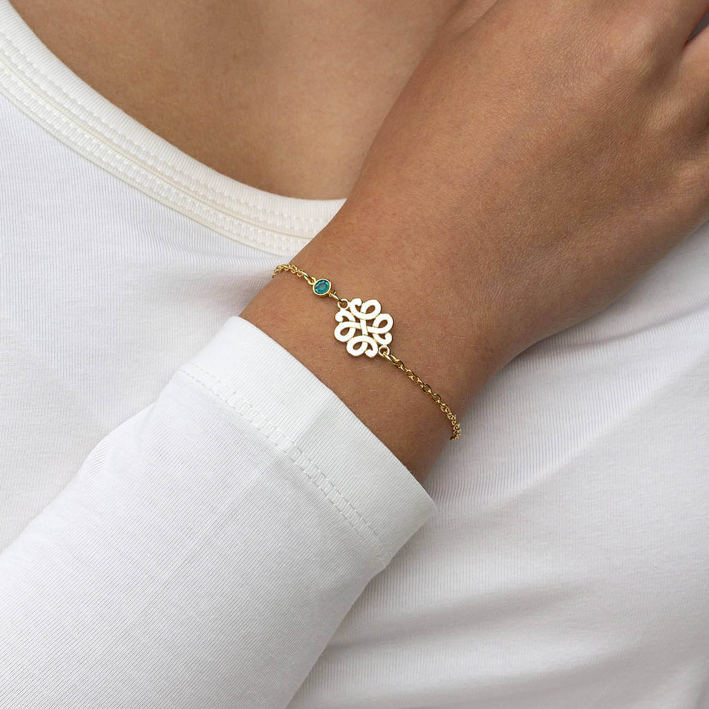 Joy by Corrine Smith Celtic Knot Armband Gold Geburtsstein